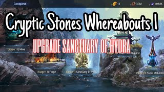 CRYPTIC STONES WHEREABOUTS 1  UPGRADE SANCTUARY OF HYDRA [upl. by Blanch]