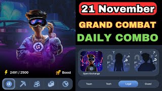 Grand Combat Combo Cards 21 November  Grand Combat Daily Combo Today [upl. by Seibold399]