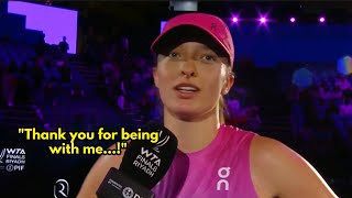 Iga Swiatek Interview after beating Daria Kasatkina at the WTA Finals [upl. by Almire259]