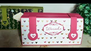 Geschenkbox basteln DIY Supergroß  pfiffiger Verschluss StampinUp Gemalt mit Liebe [upl. by Pyne]