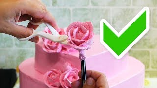 Whipped cream Rose for Cake Decorations  How to Make  Tutorial [upl. by Haldi380]