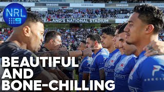 The moving national anthems electrifying war cry and Haka Kiwis v Samoa  NRL on Nine [upl. by Llemmart]