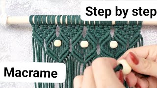 Makrama na ścianę prosta mała krok po kroku  Macrame wall hanging tutorial  Easy beginner DIY [upl. by Llenil]