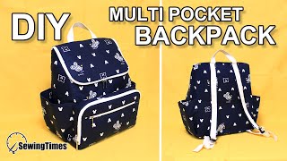 DIY Multi pocket Backpack  멀티 백팩 만들기  Diaper backpack making  Handmade bag design sewingtimes [upl. by Orian226]