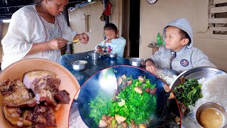 we are cooking pork mustard vegetable mix curry and rice for childrens lunch [upl. by Affrica10]