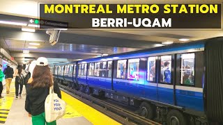 4K Downtown Montreal Metro Station BerriUQAM  Montreal Subway [upl. by Mayor]