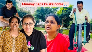 Kese hua welcome 🙏🏻 mummy papa ka  Bachhe huye bahut khush😍 [upl. by Nevins]