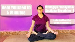 Abdominal breaths 5 minutes Pranayama Yoga for Gut issues Yoga for stressreliefHealing yoga [upl. by Grenier282]