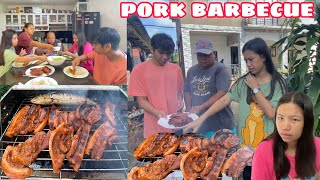 PORK BARBECUE  PAGIIHAW SA LABAS NG BAHAY  MASARAP NA SALOSALO [upl. by Channa]