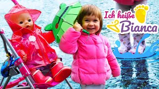 Bianca und Baby Born gehen im Regen spazieren Video für Kinder  Ich heiße Bianca [upl. by Suqram684]