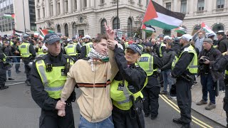 Heated scenes as proPalestine protesters FACE OFF with proIsrael demo in Central London [upl. by Revkah]