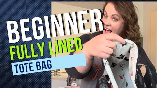 Beginner Friendly  Sort of Quilted  Lined Tote Bag sewing learntosew sewingtutorial [upl. by Hekker]