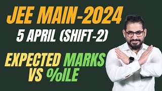 📌 5 April Shift 2 ❗ Paper Analysis Shocking 📣 Expected Marks Vs ile I Cut Off jeemain  2024 [upl. by Airla382]