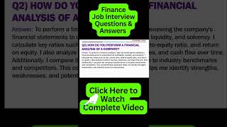 Financial Analysis  Finance Interview Questions and Answers [upl. by Ford]