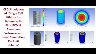 CFD Simulation of Single Cell Lithium Ion Battery With Fins PCM amp Enclosure with Heat Generation [upl. by Imoyik]