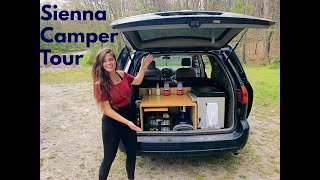 Simple Toyota Sienna Minivan Camper Conversion Van Life Tour  Stealth and Full time living  7K [upl. by Alleram]