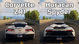 NFS Unbound Chevrolet Corvette ZR1 vs Lamborghini Huracan Spyder  WHICH IS FASTEST Drag Race [upl. by Rufus]