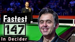 Ronnie OSullivan fastest 147 in Decider Frame snooker2023 ronnieosullivan cesarmuroya [upl. by Ttereve]