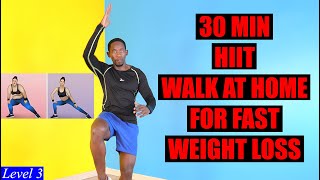 30Minute HIIT Walk at Home Workout for Total Body Weight Loss  4000 Steps [upl. by Yeldud]