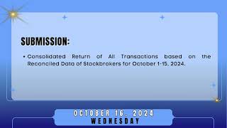 Tax Calendar October 16 2024 [upl. by Annunciata645]