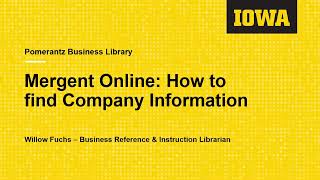 Mergent Online How to find Company Information [upl. by Fredela]