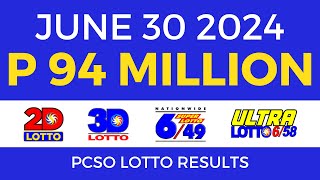 Lotto Result Today 9pm June 30 2024  PCSO Complete [upl. by Yruj]