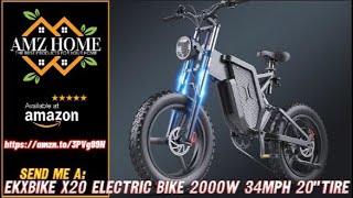 Review EKXBIKE X20 Electric Bike 2000W 35AH Off Road Snow Urban Commuter 20quot Fat Tire 34MPH Amazon [upl. by Yemaj]