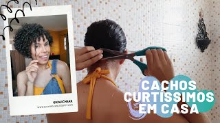 COMO CORTAR CABELO CACHEADO CURTÍSSIMO EM CASA  Kahchear [upl. by Eelorac176]