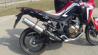 Honda Africa Twin CRF 1000 Exhaust AQ Doppio Sport vs original Exhaust [upl. by Vannie]