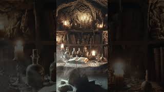 Spooky Library Cave Ambience with Flickering Candles  Eerie and Cozy Vibes ghostober halloween [upl. by Junie759]