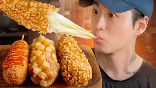 ASMR MUKBANG  KOREAN MOZZARELLA CORN DOGS  COOKING amp EATING SOUNDS [upl. by Orutra]