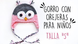 GORRO DE CROCHET CON OREJERAS  NIÑOS TALLA quotSquot  Daniis Ways ♡ [upl. by Theodoric]