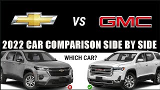 Chevy Traverse vs GMC Acadia  2022 car comparison side by side [upl. by Lednyc269]