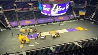 Watch the Staples Center crew convert the arena floor from Clippers court to Lakers in under an hour [upl. by Fennell671]