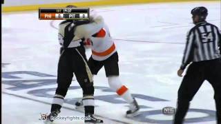 Jody Shelley vs Deryk Engelland Oct 29 2010 [upl. by Liuqnoj113]