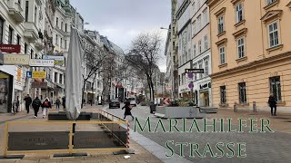 Mariahilfer Straße Main Shopping Street in Vienna City Center Austria  December 2021 [upl. by Kentigerma]