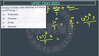 2023 CSAT Number System  Calendar  If today is Sunday then which day is it exactly on 1010th day [upl. by Tsan839]