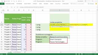 excel632  Zliczanie projektów  skomplikowane kryteria wymogi [upl. by Suu]