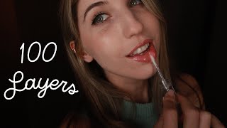 100 Layers of Lipgloss  Gum Chewing 🥰 ASMR [upl. by Euqenimod]