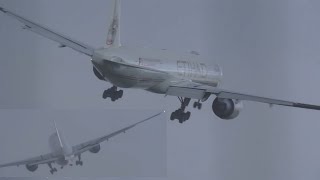 Crosswind landings Etihad Boeing 777 aircraft go around [upl. by Nibbs644]