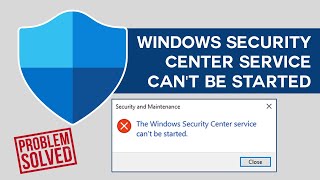 SOLVED Windows Security Centre Service Cannot be Started [upl. by Rudolf]