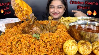 CHICKEN KEEMA BIRYANI WITH MURGIR LAL LAL JHOL SPICY EGG CURRY SPICY CHICKEN CURRY amp RAITA  ASMR [upl. by Wichern]