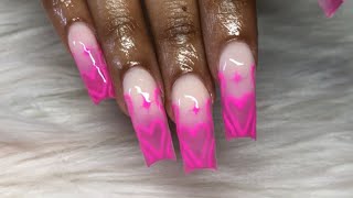 Valentines Day acrylic nails  Pink Hearts Acrylic nails  Watch me Work [upl. by Khai]