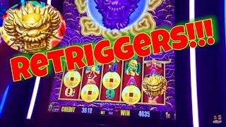 💰 BIG WIN💰 5 Dragons Gold Slot Machine RETRIGGERS Mystery Bonus Aristocrat Slot [upl. by Sachsse]