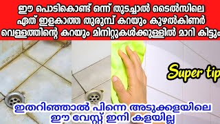 ചിലവൊട്ടുമില്ലാതെ ബാത്റൂമിലേയും ടൈൽസിലെയും എത്ര പഴകിയ കറയും തുരുമ്പും മാറ്റാംCleaning tip malayalam [upl. by Clinton]