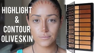 HOW TO CONTOUR AND HIGHLIGHT OLIVE SKIN [upl. by Gnok]