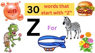 30 Words starting with letter Zz  z words  Letter Zz words for kids  Words start with Z  phonics [upl. by Thistle279]