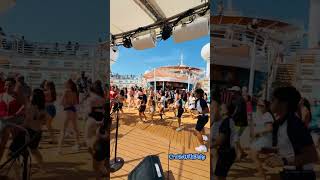 Royal Caribbean Mariner of the Seas The Wobble Sailaway Party 7424 [upl. by Pentheas]