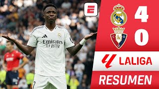 REAL MADRID GOLEÓ 40 al OSASUNA con HAT TRICK DE VINICIUS GOLAZO de BELLINGHAM  La Liga  RESUMEN [upl. by Menides51]