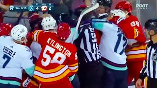 Martin Pospisil Cheap Shot Hit on Vince Dunn amp Matty Beniers Joins FULL CLIP Kraken vs Flames [upl. by Ayotna]